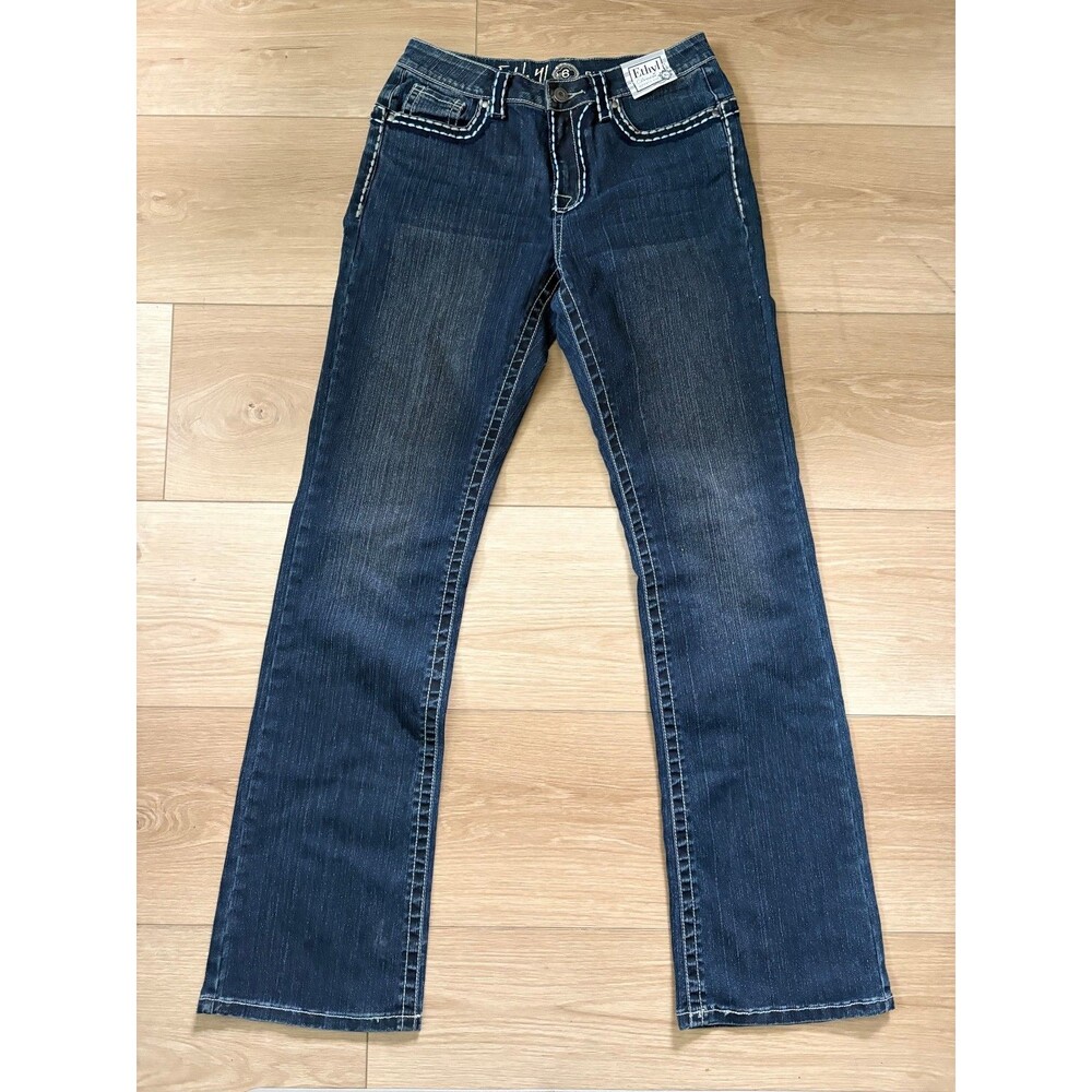 Ethyl Denim Womens Size 6 Jeans Bootcut Thick Stitch Y2K Western Flap Pocket Blu